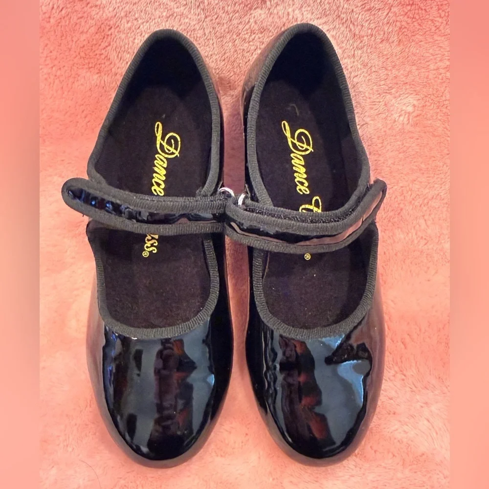 Dance Class Black Tap glossy Shoes Girls Size 1 – Tap Plates performance jazz